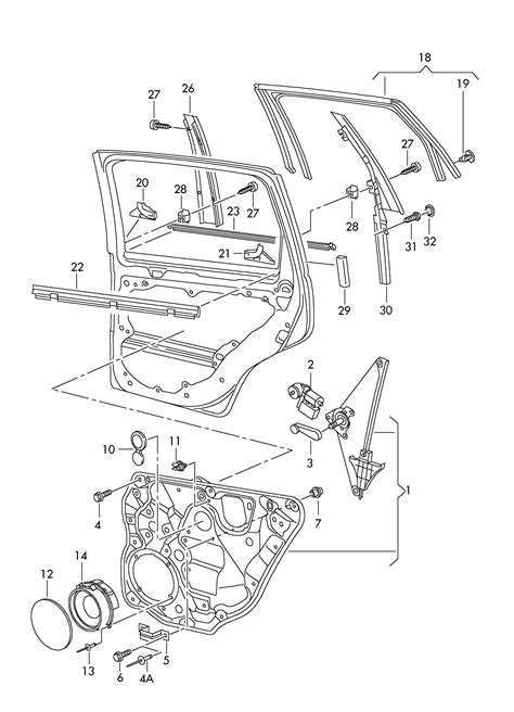 Volkswagen Polo Classic/Variant (2005 - 2010) - window regulator. window guide. window aperture ...