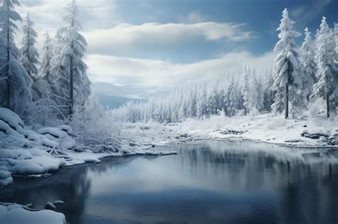 Premium AI Image | Winter landscape photographs in cool tones