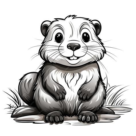 Premium Photo | Beaver character illustration coloring page style no ...