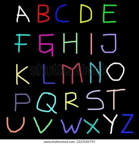 Colorful Alphabet Font Kids Handwriting Stock Illustration 2223181791 | Shutterstock