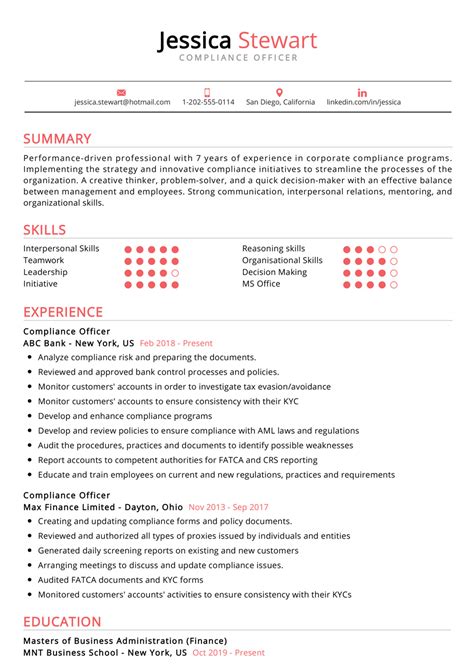 Compliance Officer Resume Examples in 2025 - ResumeKraft