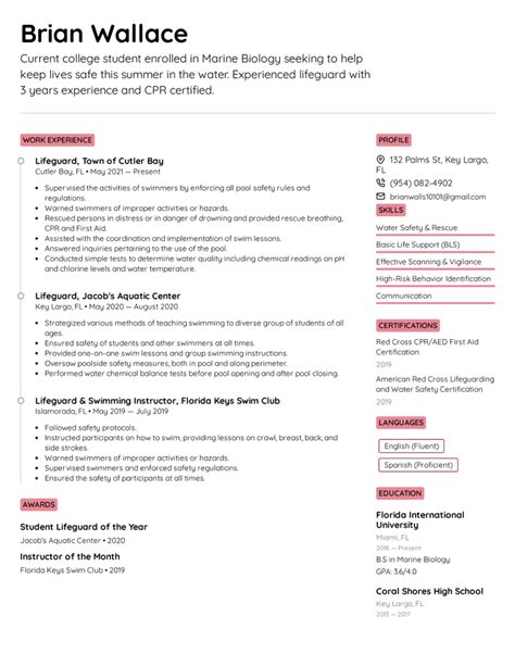 Lifeguard Resume Example And Writing Tips For 2022