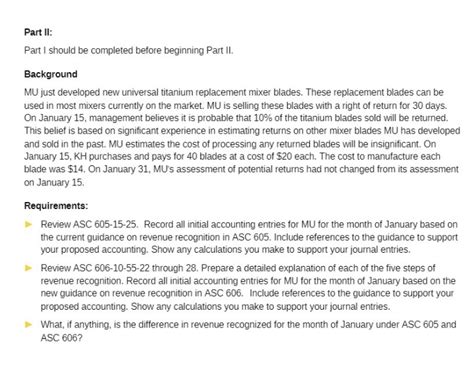 Ey Case Study Using Asc 606 And 605 Part Ii Part I Should Be