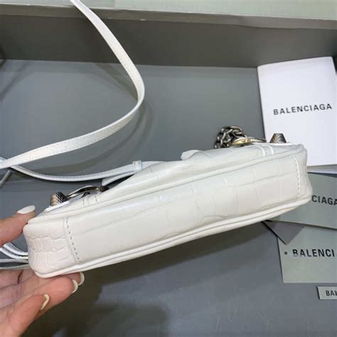 Balenciaga Vg Le Cagole Mini Multipouch In White Crocodile