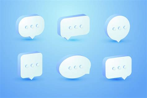 3d Blue Speech Bubble Chat Icon Collection Set Poster And Sticker Concept Banner 12820950 Vector