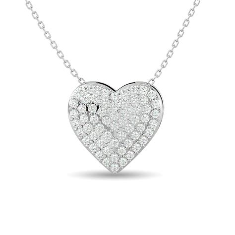 Diamond Heart Pendant 1 4 Ct Tw Round Cut In 10k White Gold Unclaimed Diamonds