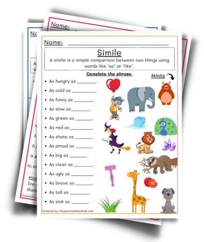 Simile Worksheets Free English Worksheets Worksheets Library