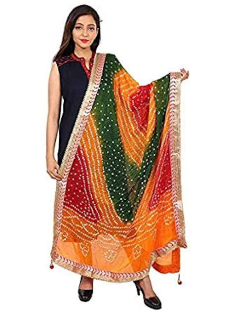 Rajasthani Bandhej Dupatta Silk Bandhani Bandhej Women Heavy Etsy