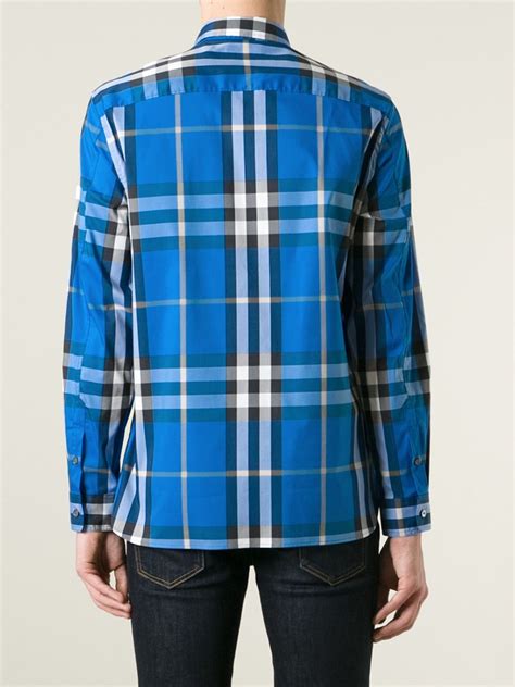 Burberry Brit Exploded Check Shirt In Blue For Men Lyst