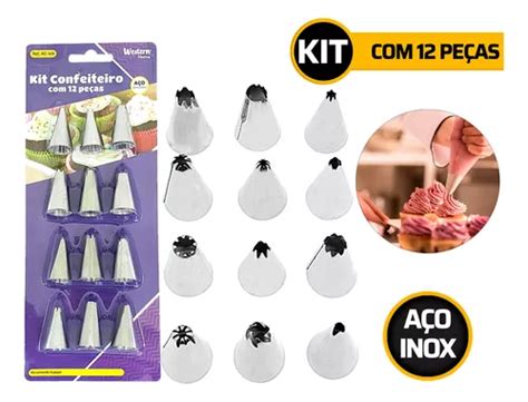 Kit 12 Bicos Em Inox Decorador De Bolos Confeiteiro MercadoLivre