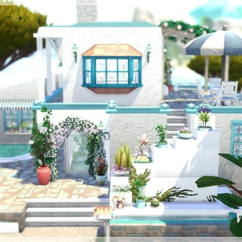 The Sims 4 nocc Greek inspired Santorini Home Villa Muse- Tartosa small for a family. | Sims 4 ...