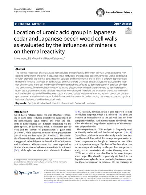 Pdf Location Of Uronic Acid Group In Japanese Cedar And Japanese