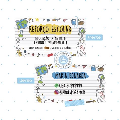 Arte Cartao De Visita Reforco Escolar Produtos Elo