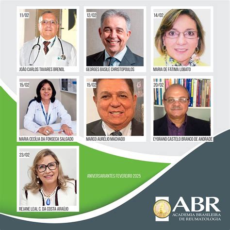 Aniversariantes De Fevereiro De 2025 Academia Brasileira De Reumatologia