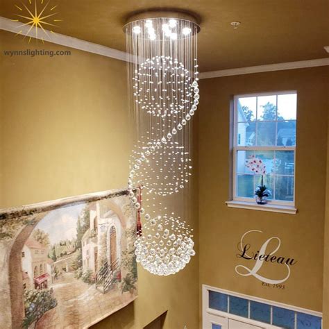 Rotating Staircase Light Crystal Chandelier Duplex Building Large