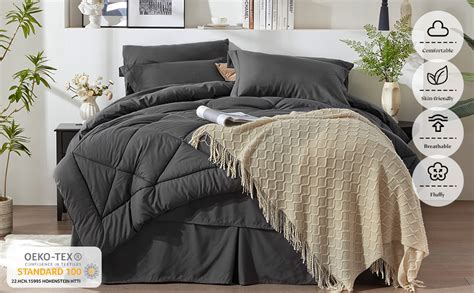 Amazon Newspin King Bed In A Bag Pieces Comforter Set Dark Grey