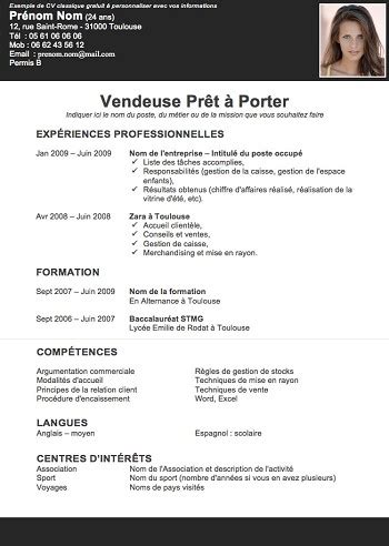 Exemple De Cv Pour Etre Hotesse D Accueil