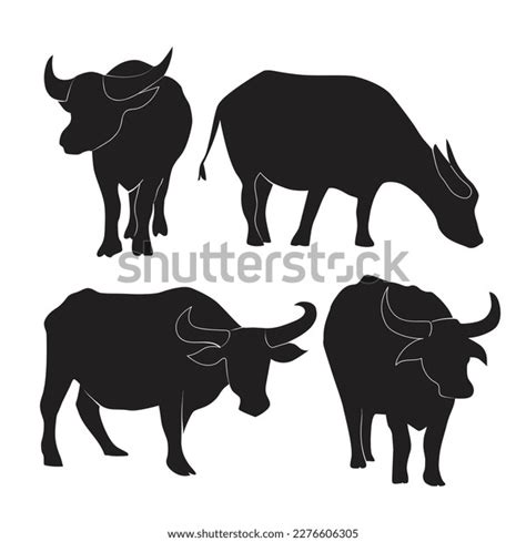 Buffalo Silhouette Set Vector Image Stock Vector Royalty Free