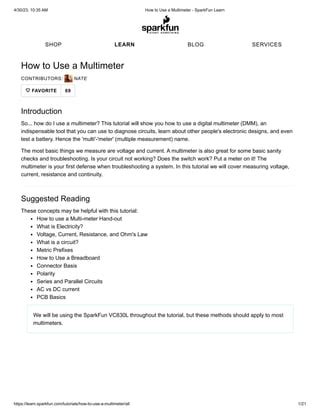 How To Use A Multimeter SparkFun Learn Pdf