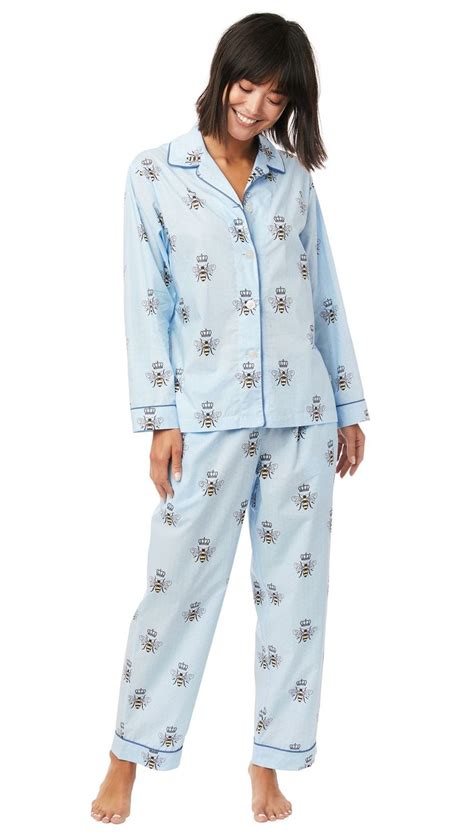 The Cats Pajamas Womens Queen Bee Luxe Pima Classic Pajama Set In