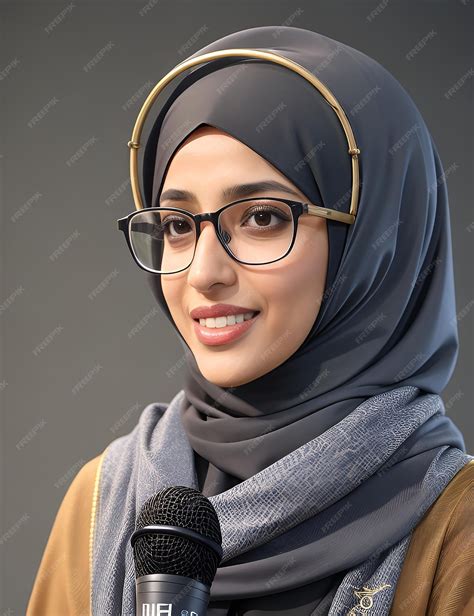 Premium Photo Lovely Hijabi Muslim Woman Wearing Glasses