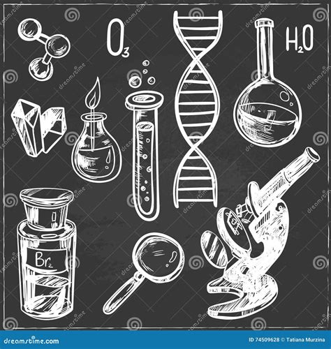 Hand Drawn Science Beautiful Vintage Lab Icons Sketch Set Vector