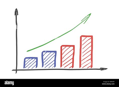 Hand Drawn Graph Of Growth With Arrow Isolated Vector On White