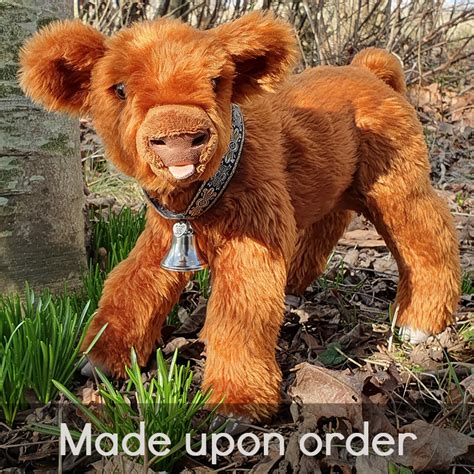 Handmade stuffed animal - Realistic brown calf plush