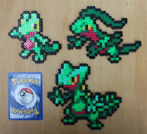 Pokemon Handmade Perler Bead Figure Treecko Torchic Mudkip Etsy Pokemon Bead Bead Sprite