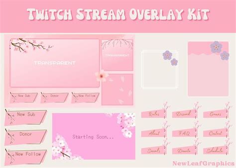 Twitch Stream Overlay Package Cherry Blossom Sakura Bloom Twitch