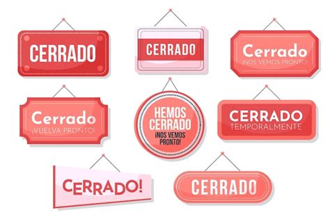 Pack letrero cerrado diseño plano Vector Gratis