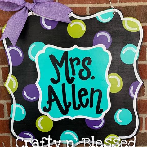 Polka Dot Door Sign Personalized Etsy