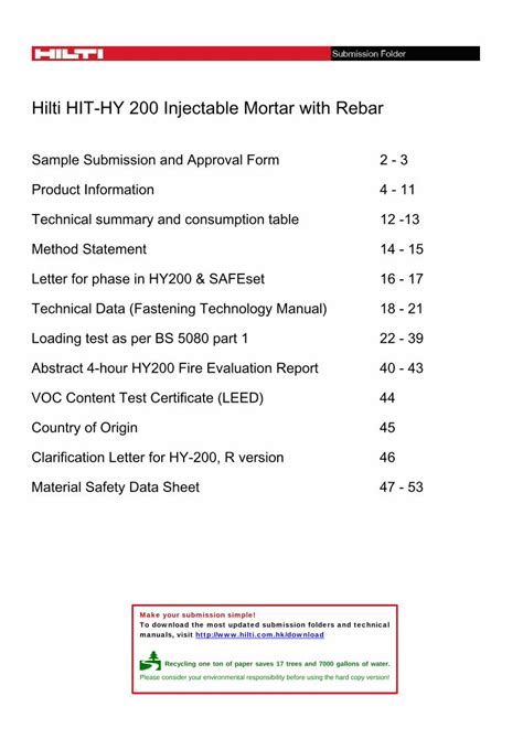 PDF Hilti HIT HY 200 Injectable Mortar With Rebar Hilti HIT HY 200