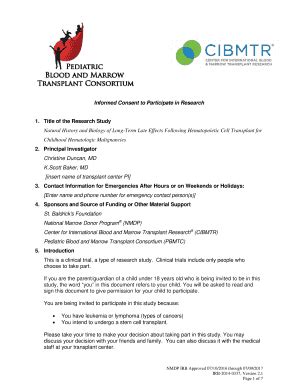 Fillable Online Cibmtr Informed Consent To Participate In Research