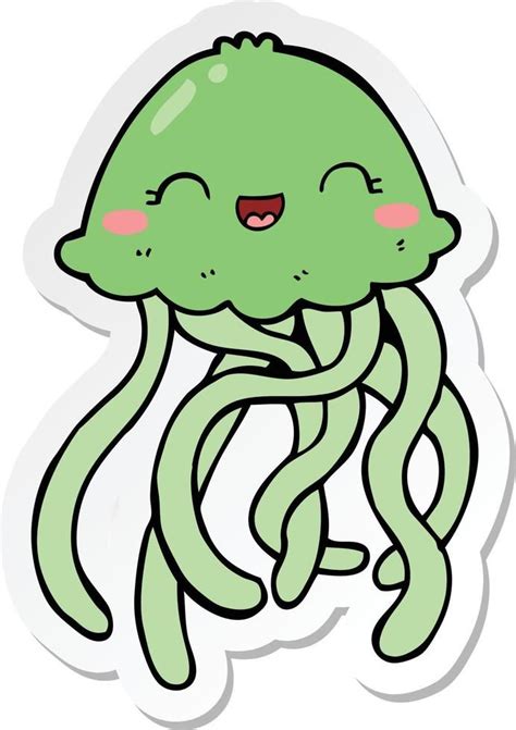 Sticker Of A Cute Cartoon Jellyfish Dibujos De Animales Tiernos