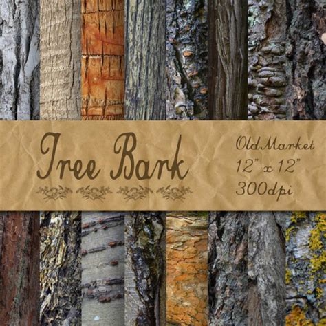 Tree Bark Digital Paper Wood Textures Wood Backgrounds Etsy