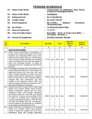 Tender Schedule Fill And Sign Printable Template Online