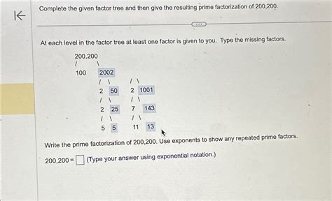 Solved Complete The Given Factor Tree And Then Give The Chegg