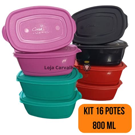 Kit Potes Plásticos para Mantimentos de Cozinha Alimentos Vasilhas