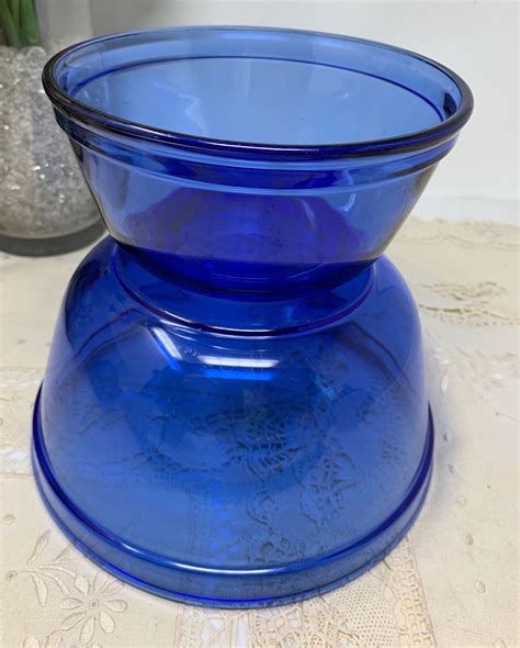 Anchor Hocking Cobalt Blue Glass Mixing Nesting Bowl Mcm Blue Etsy