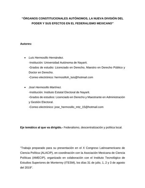 Pdf Rganos Constitucionales Aut Nomos La Rganos