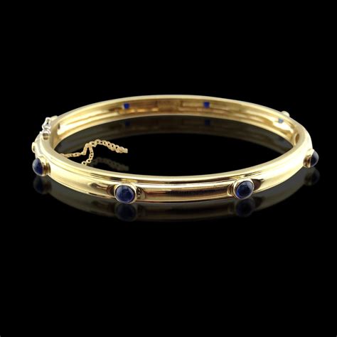 Tiffany And Co Blue Sapphire Gold Bangle Bracelet Tiffany Bracelet