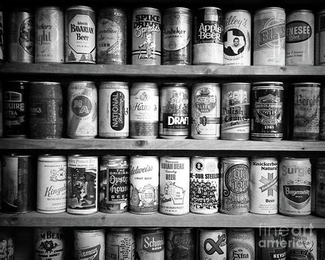 Vintage Beer Cans Bw Photograph By Chris Andruskiewicz Fine Art America