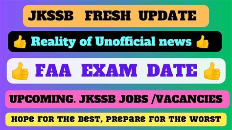 JKSSB OFFICIAL UPDATE FAA EXAM DATE Upcoming Exams FRESH Jobs