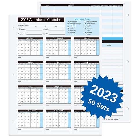 Buy 2024 Attendance Work Tracker Attendance Cards 8 5 X 11 Cardstock