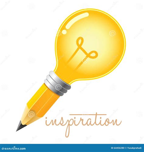 Pencil Combined With Light Bulb Inspiration Concept Stock Vector