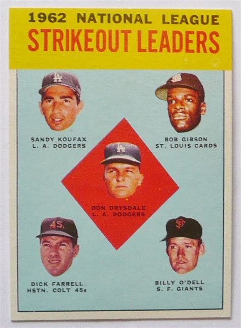 1962 NATIONAL LEAGUE STRIKEOUT LEADERS SANDY KOUFAX BOB GI Flickr