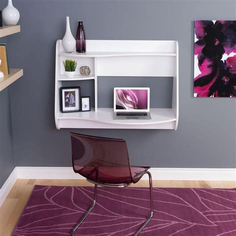 Modern 42" Wide White Floating Desk - OfficeDesk.com