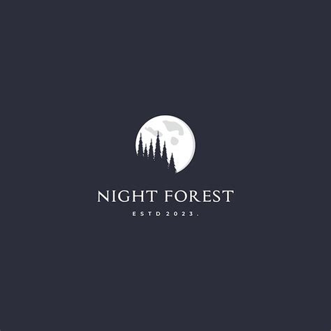 Floresta Verde Noite Ilustra O Do Logotipo Da Silhueta Vetor Premium