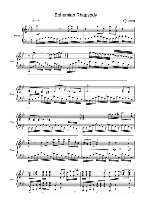 Bohemian Rhapsody Arr Queen Sheet Music Queen Piano Solo